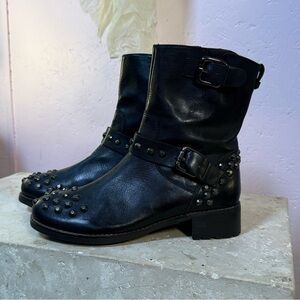 RUDSAK Black Studded Leather Ankle Boots